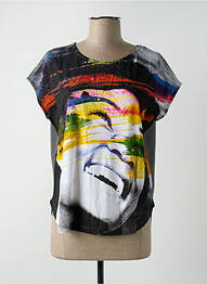 Top elasticitate mâneci scurte gri DESIGUAL femeie