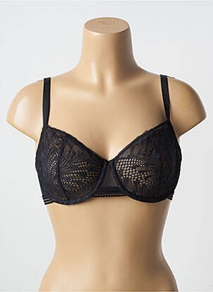 Sutien efect material satinat sutien cupe întregi cu decolteu înalt negru PASSIONATA femeie