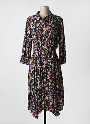 Rochie midi imprimeu floral mâneci lungi negru LES P'TITES BOMBES femeie