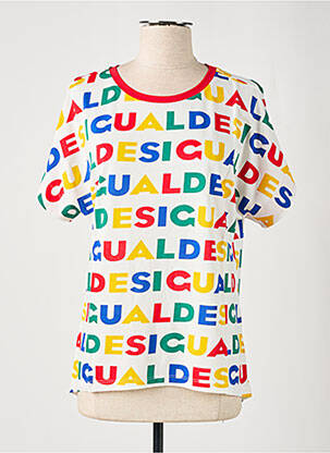 Tricou imprimeu fantezie mâneci scurte alb DESIGUAL femeie