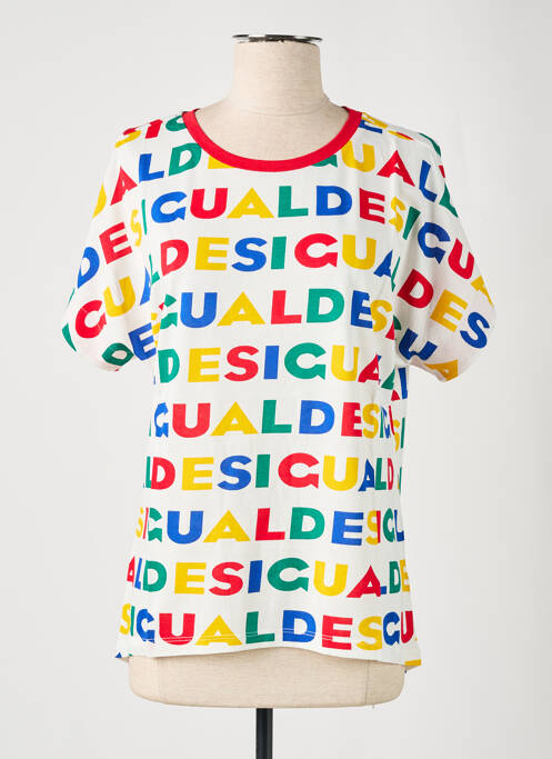 Tricou imprimeu fantezie mâneci scurte alb DESIGUAL femme