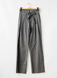 Pantalon drept țesătură poplin talie înaltă gri FLEUR DE SEL femme