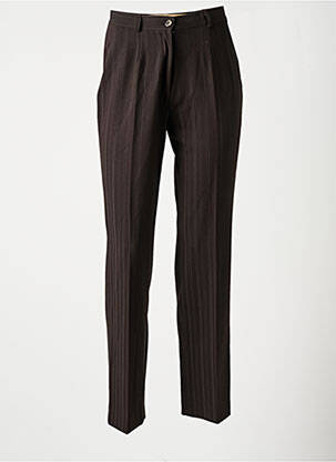 Pantalon drept țesătură crep talie înaltă maro C. TA TOI femeie