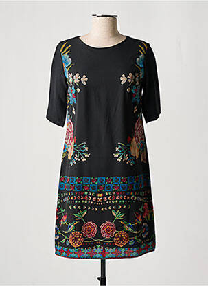 Rochie scurtă închidere cu fermoar la spate mâneci scurte negru DESIGUAL femeie