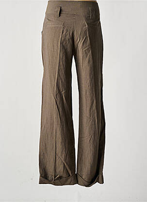 Pantalon larg țesătură crep talie înaltă maro FLEUR DE SEL femeie