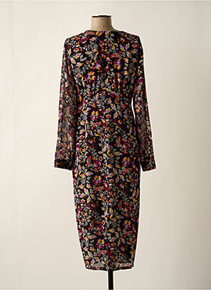 Rochie midi imprimeu floral mâneci lungi negru SEE U SOON femeie