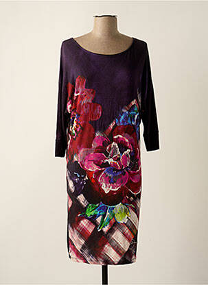 Rochie midi imprimeu floral mâneci 3/4 violet DESIGUAL femeie