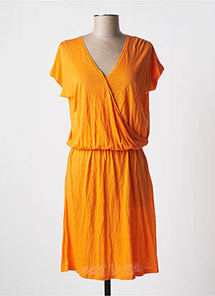Rochie midi croială fluidă mâneci scurte portocalie ABSOLUT CASHMERE femeie