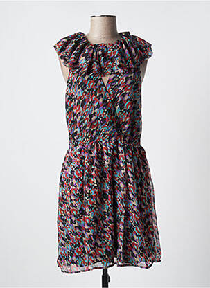 Rochie midi imprimeu floral mâneci scurte negru SEE U SOON femeie