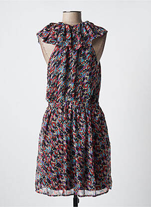 Rochie midi imprimeu floral mâneci scurte negru SEE U SOON femeie