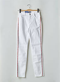 Pantalon slim țesătură poplin talie înaltă alb TRUSSARDI JEANS femeie