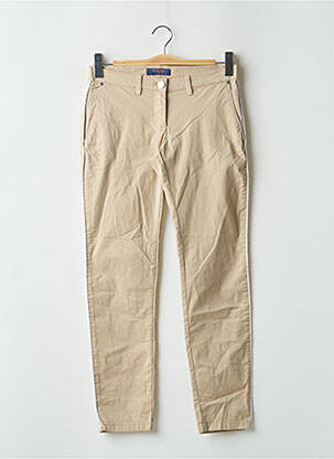 Pantalon chino broderie galoni laterali talie joasă bej TRUSSARDI JEANS femeie