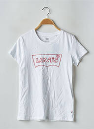 Tricou serigrafie flockată mâneci scurte alb LEVIS femme