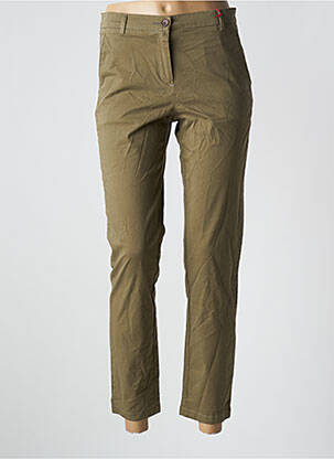 Pantalon 7/8 închidere cu fermoar sub clapetă cu nasturi verde CYRILLUS femeie