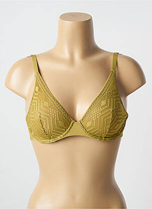 Sutien efect material satinat sutien cupe întregi cu decolteu înalt verde PASSIONATA femeie