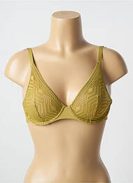 Sutien efect material satinat sutien cupe întregi cu decolteu înalt verde PASSIONATA femme