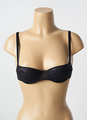 Sutien efect material satinat sutien balconet cu decolteu înalt negru PASSIONATA femeie