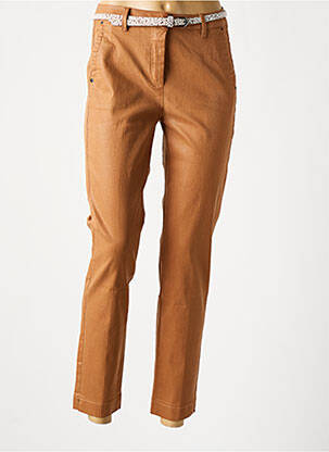 Pantalon chino închidere cu fermoar sub clapetă cu nasturi mărime normală maro C'EST BEAU LA VIE femeie