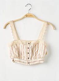 Top guler pătrat bretele subțiri bej PULL & BEAR femeie