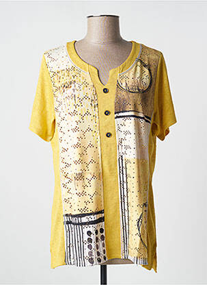 Tricou guler în v mâneci scurte galben BAGORAZ femeie