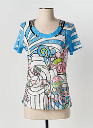 Tricou imprimeu fantezie mâneci scurte albastru KALISSON femme