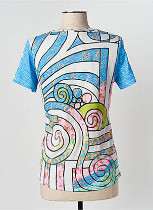 Tricou imprimeu fantezie mâneci scurte albastru KALISSON femeie