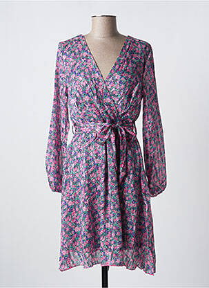 Rochie midi imprimeu floral mâneci lungi violet LILIE ROSE femeie
