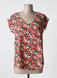 Bluză imprimeu floral mâneci scurte roșu BY ONE femme