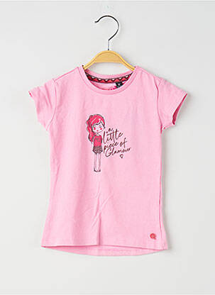 Tricou croială cambrată mâneci scurte roz QUAPI fată