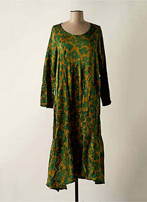 Rochie lungă imprimeu fantezie mâneci lungi verde TEHANA femeie