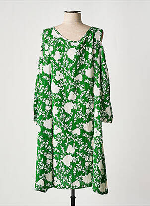Rochie midi croială fluidă mâneci 3/4 verde TEHANA femeie