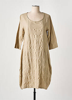 Rochie midi mâneci 3/4 mâneci 3/4 bej EFFET MER femeie