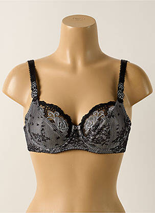 Sutien efect material satinat sutien cupe întregi cu decolteu înalt negru FANTASIE femeie