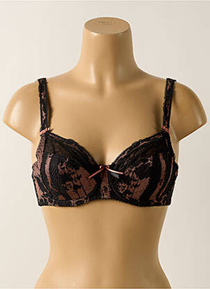Sutien efect material satinat sutien cupe întregi cu decolteu înalt negru FANTASIE femeie