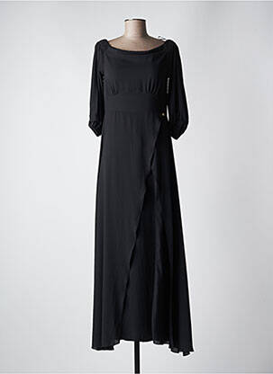 Rochie lungă croială evazată mâneci 3/4 negru CARLA MONTANARINI femeie
