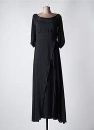 Rochie lungă croială evazată mâneci 3/4 negru CARLA MONTANARINI femeie