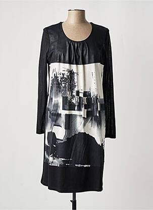 Rochie midi imprimeu fantezie mâneci lungi negru PAUSE CAFE femeie