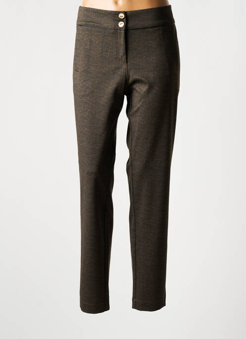 Pantalon chino închidere cu fermoar sub clapetă cu nasturi mărime normală verde PAZ TORRAS femme