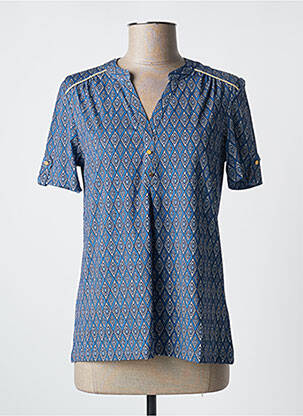 Tricou guler în v mâneci scurte albastru DAMART femeie