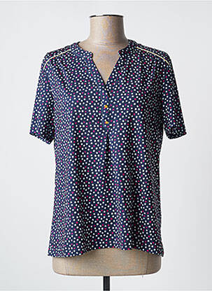 Tricou guler în v mâneci scurte albastru DAMART femeie