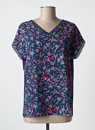 Tricou guler în v mâneci scurte albastru DAMART femeie