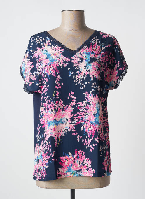 Tricou guler în v mâneci scurte albastru DAMART femme