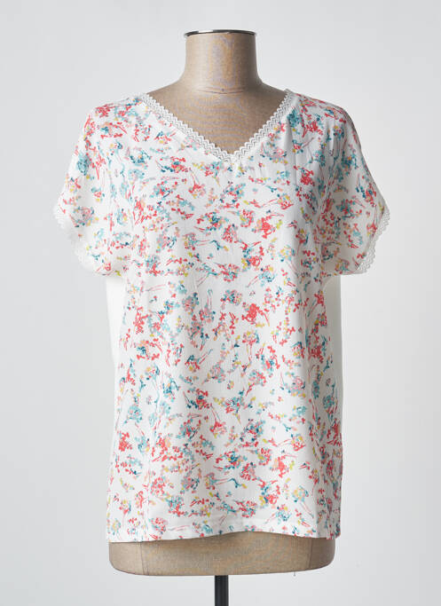 Tricou guler în v mâneci scurte alb DAMART femme