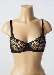 Sutien efect material satinat sutien balconet cu decolteu înalt negru KARL LAGERFELD X AUBADE femme