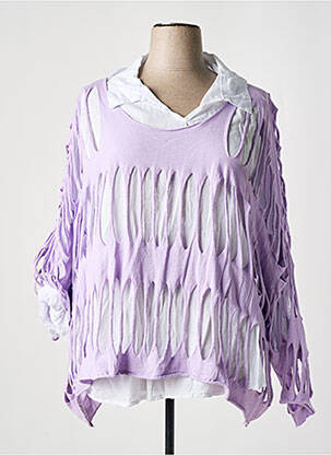 Tunică mâneci lungi guler de bluză violet PIMENT ROUGE femeie