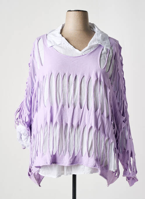 Tunică mâneci lungi guler de bluză violet PIMENT ROUGE femme