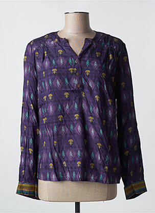 Bluză țesătură poplin mâneci lungi violet AGATHE & LOUISE femeie