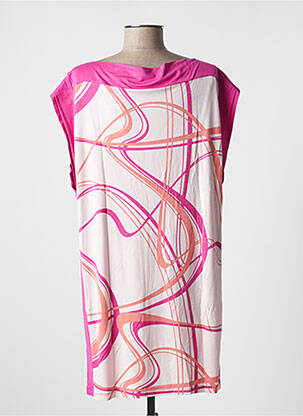 Rochie midi imprimeu fantezie mâneci scurte roz IMPETUS femeie