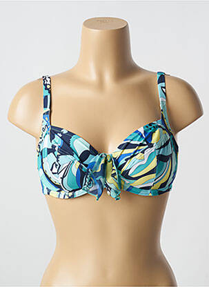 Sutien de costum de baie elasticitate sutien cupe întregi cu decolteu înalt albastru ANTIGEL femeie