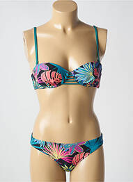 Costum de baie din două piese elasticitate sutien balconet cu decolteu înalt verde CHERRY BEACH femeie